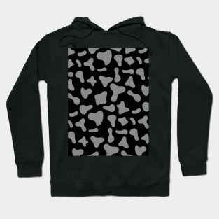 Grey Dairy Cow Print on Black Background Hoodie